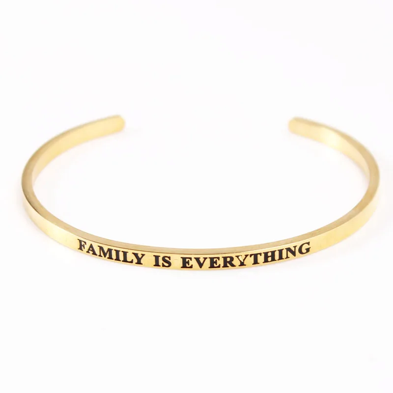 FAMILY IS EVERYTHING Stainless Steel Bangle Engraved Positive Inspirational Quote Cuff bracelet Mantra Bracelet for Women
FAMILY IS EVERYTHING Stainless Steel Bangle Engraved Positive Inspirational Quote Cuff bracelet Mantra Bracelet for Women