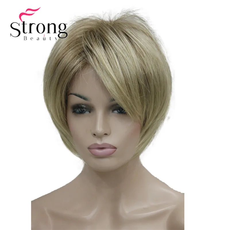 

StrongBeauty Short Layered Blonde Thick Fluffy Full Synthetic Wig Heat Ok COLOUR CHOICES