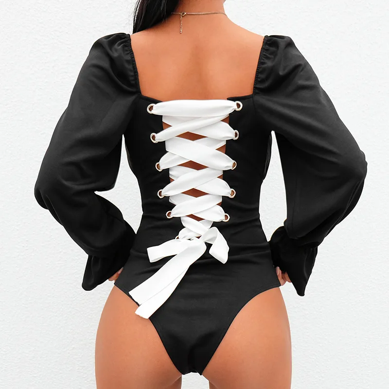Ins Palace Style Backless Lace Up Bandages Jumpsuits For Women Ladies Bubble Long Sleeve Bodysuits One-piece Clothes 2019 New
Ins Palace Style Backless Lace Up Bandages Jumpsuits For Women Ladies Bubble Long Sleeve Bodysuits One-piece Clothes 2019 New