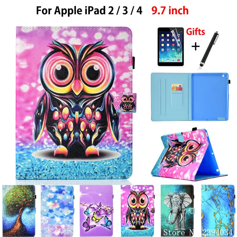 Чехол с мультяшным рисунком для Apple ipad 2 3 4 умный чехол iPad чехол-подставка из