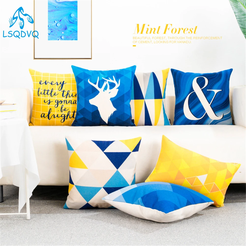Decorative Throw Pillow Case Blue Yellow Geometric Animals Deer Stripe Wave Geometry Cushion Cover Lumbar Pillow For Sofa Home
Decorative Throw Pillow Case Blue Yellow Geometric Animals Deer Stripe Wave Geometry Cushion Cover Lumbar Pillow For Sofa Home