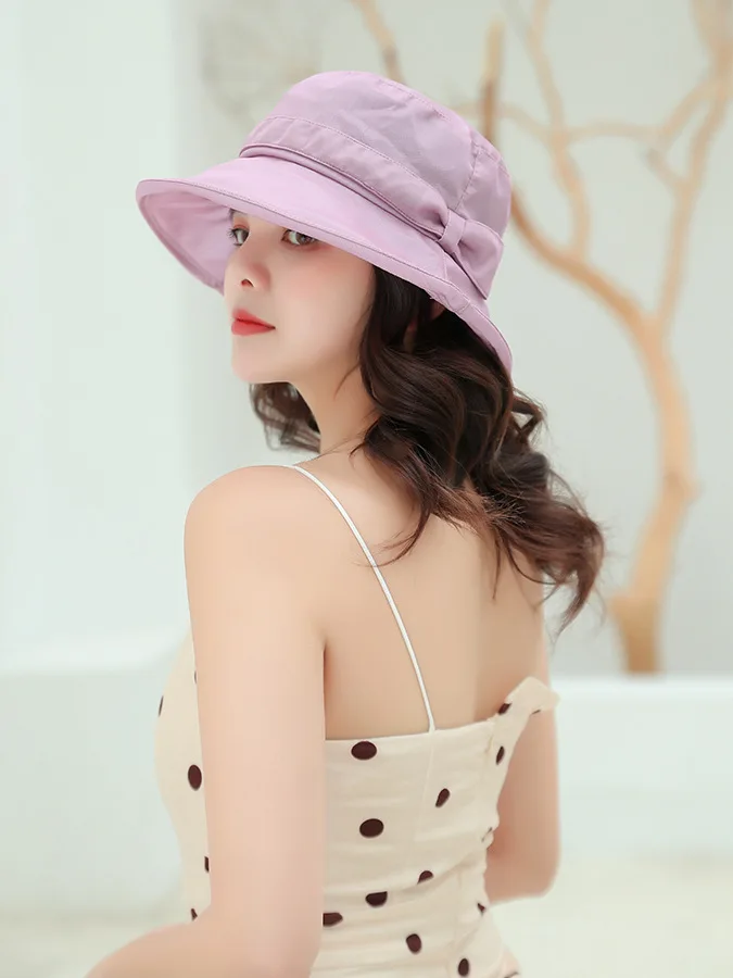 Summer new purely colored bow-tied bonnet with rolled edges Ms. Chaozhou Sunscreen Fisherman's hat for outing in Korea
Summer new purely colored bow-tied bonnet with rolled edges Ms. Chaozhou Sunscreen Fisherman's hat for outing in Korea