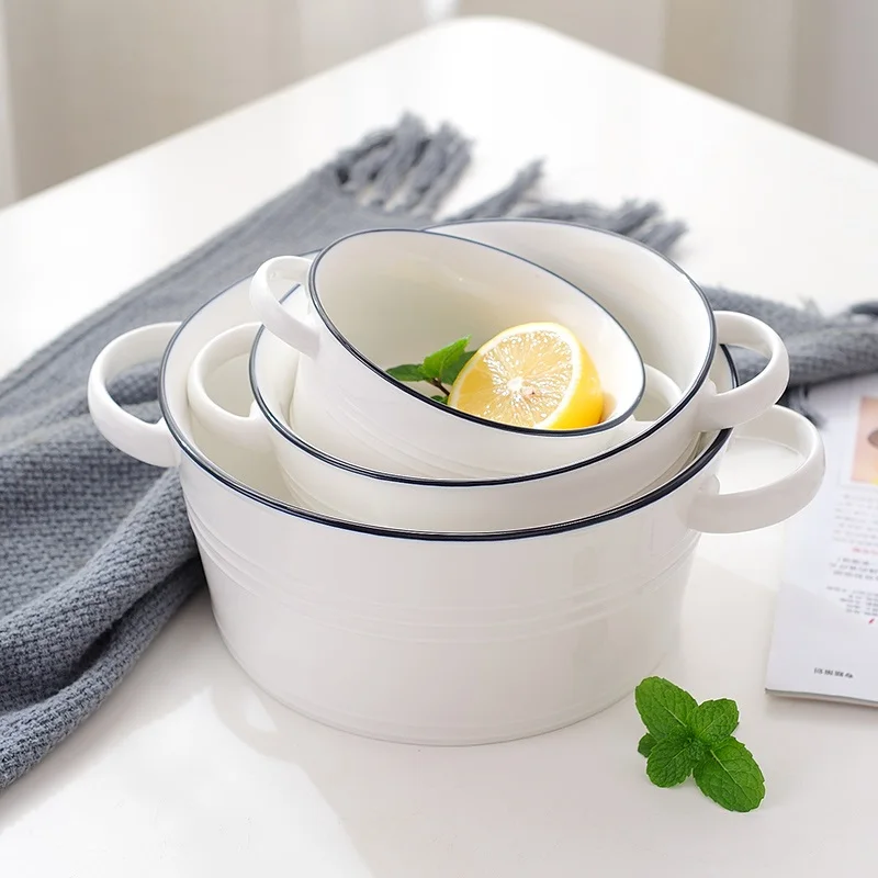 Minimalist blue line Double ears soup bowl Ceramic salad bowl noodle bowl Breakfast dessert bowl home bring large soup
Minimalist blue line Double ears soup bowl Ceramic salad bowl noodle bowl Breakfast dessert bowl home bring large soup