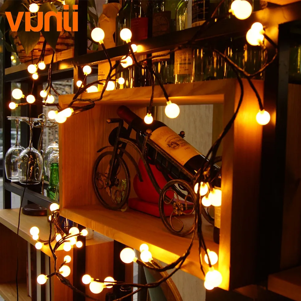 New! Vunji 7.5M 72 LED Ball Rattan String Lights with Milky for Xmas Garland Cafe Wedding Home Decoration Fairy Light | Лампы и