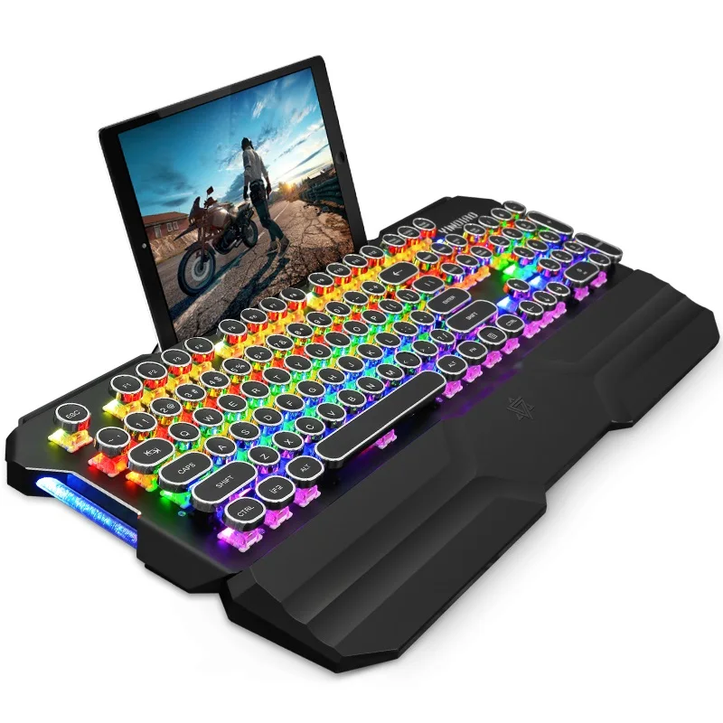 Steampunk Esport Retro Round Keycap Wired Backlit Mechanical Gaming Keyboard Water Cooling Modeling Mixed Light Black Blue Axis
Steampunk Esport Retro Round Keycap Wired Backlit Mechanical Gaming Keyboard Water Cooling Modeling Mixed Light Black Blue Axis