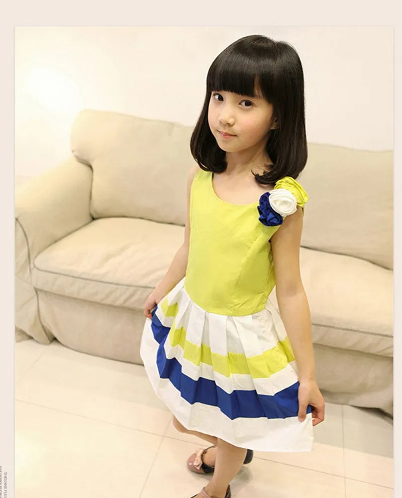 baby girls dress Fashion dress Splice Dimensional flowers Beautiful princess girl party dress vetement enfant fille robe vestido (4)