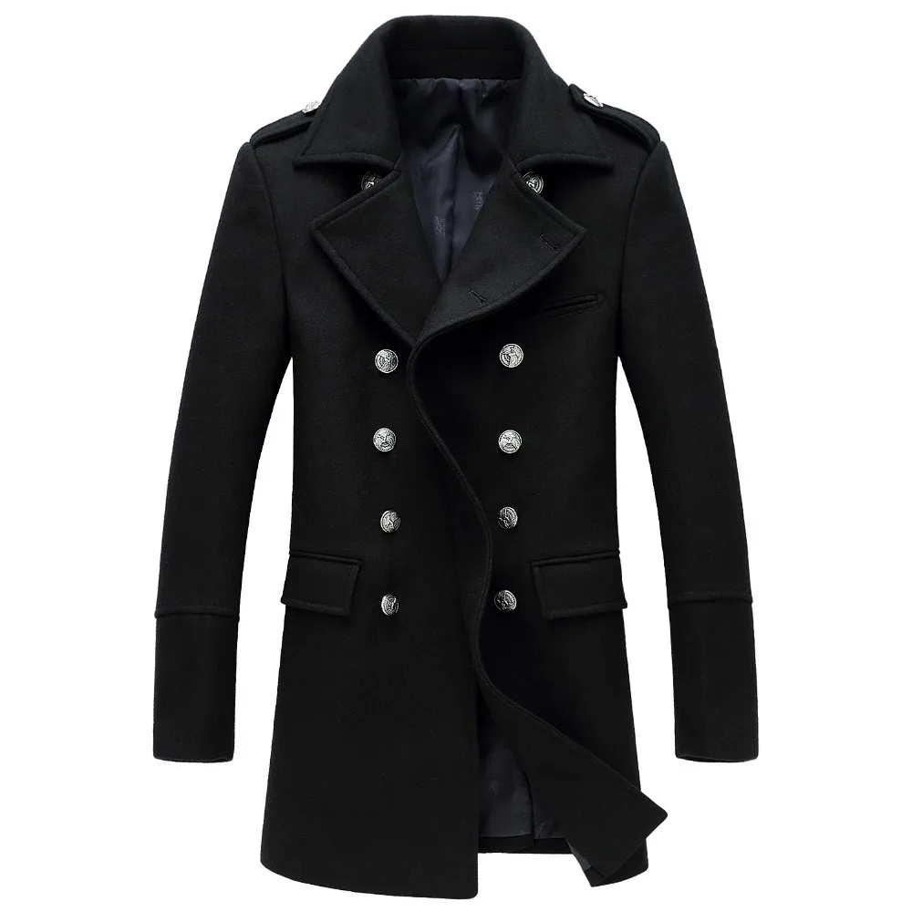 Image Free Shipping Mens Trench Coat Fashion Wool Long Mens Coat Winter Trench Coat Men M L XL XXL XXXL