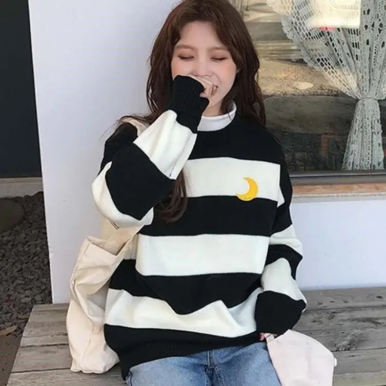 Fashion 2019 Spring New Sweet Striped Turtleneck Sweater Women Embroidery Long Sleeve Knitted Pullover Tops Loose Long Jumper
Fashion 2019 Spring New Sweet Striped Turtleneck Sweater Women Embroidery Long Sleeve Knitted Pullover Tops Loose Long Jumper