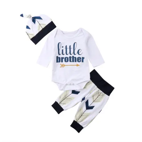 3Pcs Little Brother Clothes Set Newborn Baby Boy Toddler Clothes Jumpsuit Romper Bodysuit Pants Outfits Set
3Pcs Little Brother Clothes Set Newborn Baby Boy Toddler Clothes Jumpsuit Romper Bodysuit Pants Outfits Set