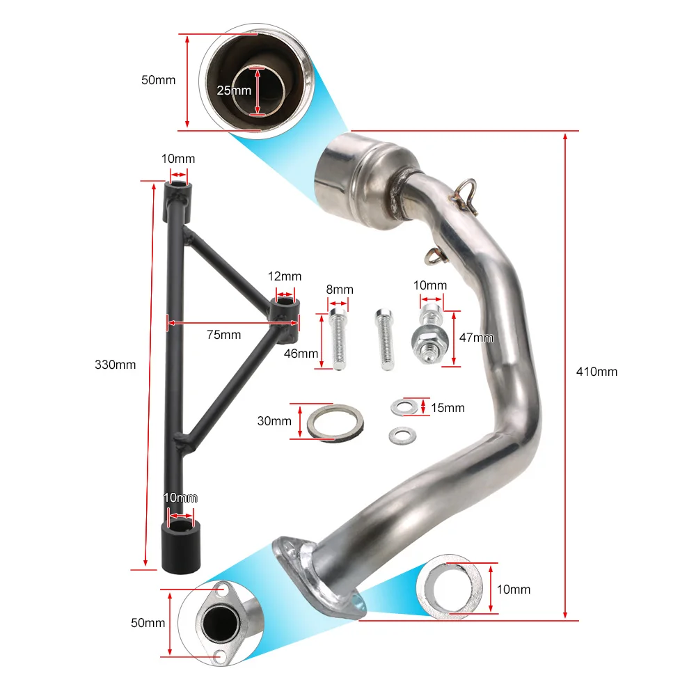 Глушитель выхлопной трубы скутера с монтажным кронштейном комплект для