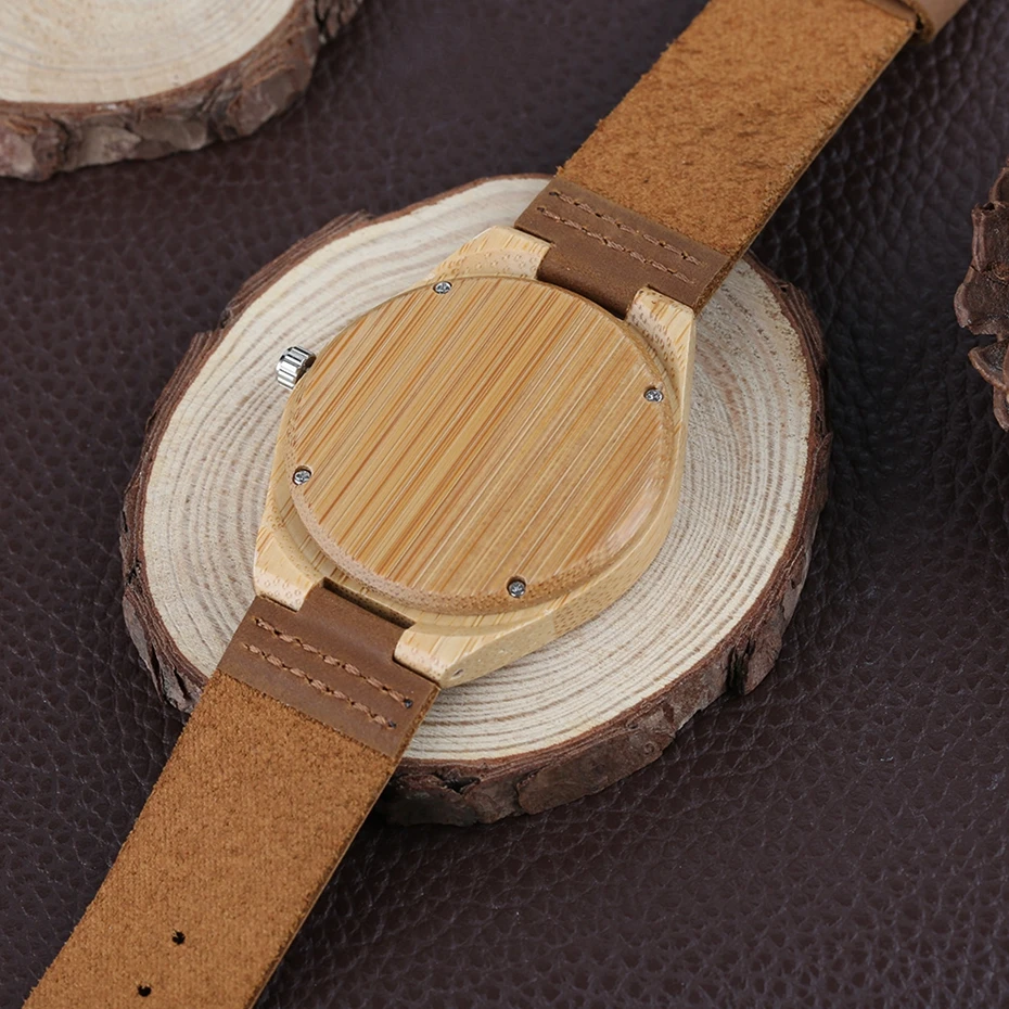 Life Tree Natural Wood Watch Men's Handcrafted Craving Quartz Analog Simple Leather Band Clock Bamboo Wood Wrist Watches for Men (12)