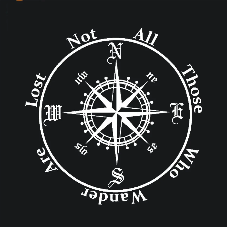 COMPASS Not All Those Who Wander Are Lost Vinyl Decal Sticker Car