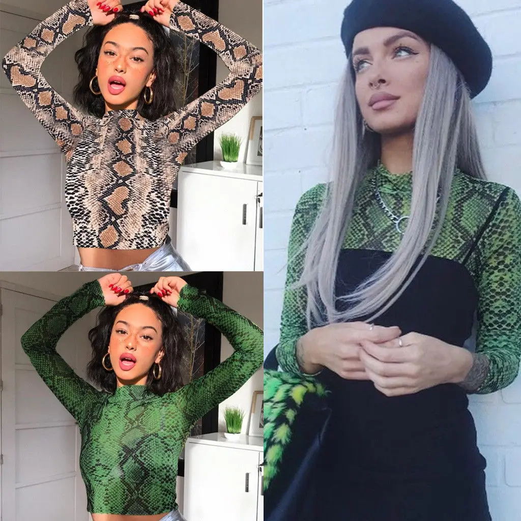 Women T-Shirt Snake Print Round Neck Long Sleeve Short Tops Ladies Sexy T-Shirt Femme Casual Summer Clothes
Women T-Shirt Snake Print Round Neck Long Sleeve Short Tops Ladies Sexy T-Shirt Femme Casual Summer Clothes