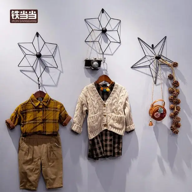 Clothing store hooks display rack wall simple modern pentagonal star single hook point hanging shelves 
Clothing store hooks display rack wall simple modern pentagonal star single hook point hanging shelves