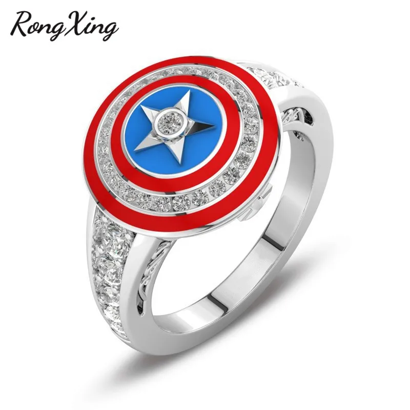 RongXing Vintage Star Finger Ring Movie Captain America Shield Design Champions Rings For Men White Gold Filled Zircon Jewelry
RongXing Vintage Star Finger Ring Movie Captain America Shield Design Champions Rings For Men White Gold Filled Zircon Jewelry