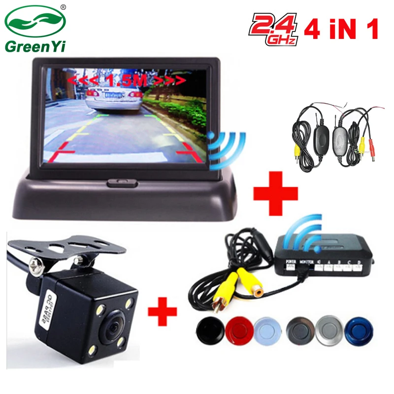 GreenYi Car Wireless Parking Monitor Video System 4.3 Inch Car Foldable Monitor with Parking sensor and camera Wireless Kit
GreenYi Car Wireless Parking Monitor Video System 4.3 Inch Car Foldable Monitor with Parking sensor and camera Wireless Kit