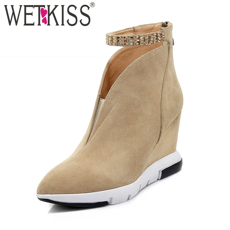 WETKISS Ankle Women Boots Pointed Toe Zip Crystal Wedges Footwear Kid Suede Female Boot High Heels Shoes Woman 2019 Autumn New
WETKISS Ankle Women Boots Pointed Toe Zip Crystal Wedges Footwear Kid Suede Female Boot High Heels Shoes Woman 2019 Autumn New