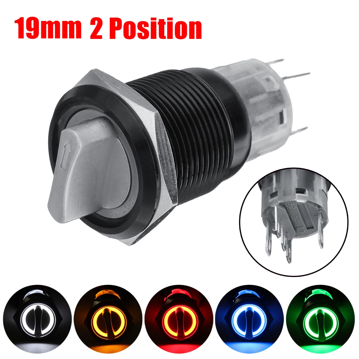 19mm 2 Position 12V Latching Selector Switch Metal Rotary Button Switch Stainless Steel Waterproof
19mm 2 Position 12V Latching Selector Switch Metal Rotary Button Switch Stainless Steel Waterproof