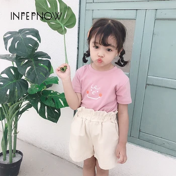 

INPEPNOW Children's T-shirt for Girls Tops 2019 Cotton Smile Print Short Sleeve Summer Top Funny Boys Tshirts Tops tee DX-CZX265