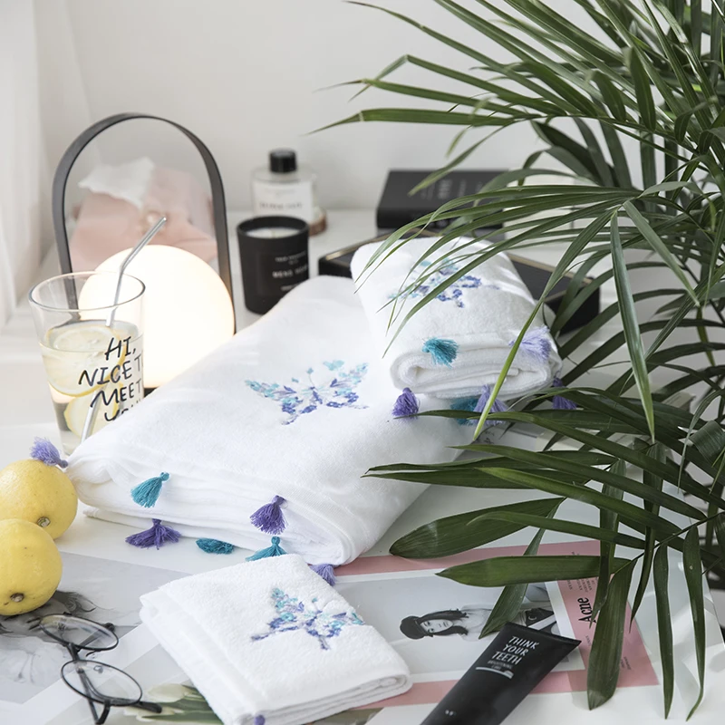Luxury-Embroidery-Butterfly-Pattern-Bath-Towel-Set-with-Handmade-Tassel-100%-Cotton-Beach-Towels-for-Adults-Absorbent-Face-Towel