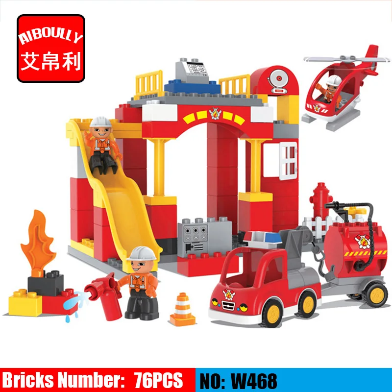 76PCS Big Blocks City Fire department Firemen Building Blocks set Kids DIY Bricks Creative Toys for Children Compatible Duploe
76PCS Big Blocks City Fire department Firemen Building Blocks set Kids DIY Bricks Creative Toys for Children Compatible Duploe