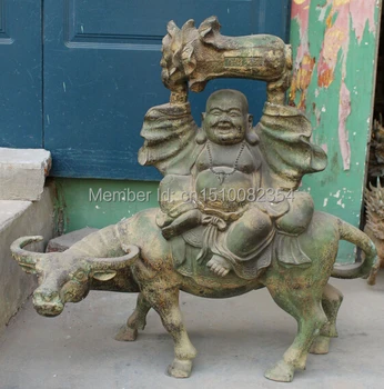 36" Huge Chinese Bronze Happy Laugh Maitreya Buddha Hold Baicai On Bull Statue
36" Huge Chinese Bronze Happy Laugh Maitreya Buddha Hold Baicai On Bull Statue