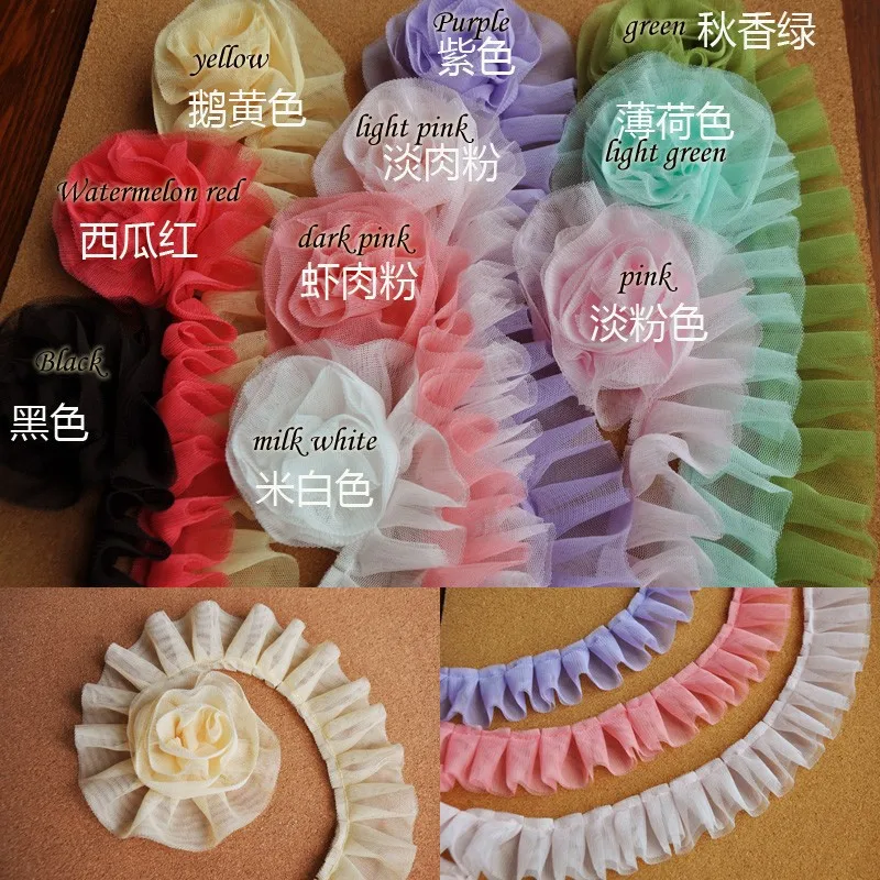 12yards/lot 5cm Pleated lace ribbon Bubble Skirt Ruffle Mesh Lace Lace trimmings for sewing Patchwork lace material LAVO556 
12yards/lot 5cm Pleated lace ribbon Bubble Skirt Ruffle Mesh Lace Lace trimmings for sewing Patchwork lace material LAVO556