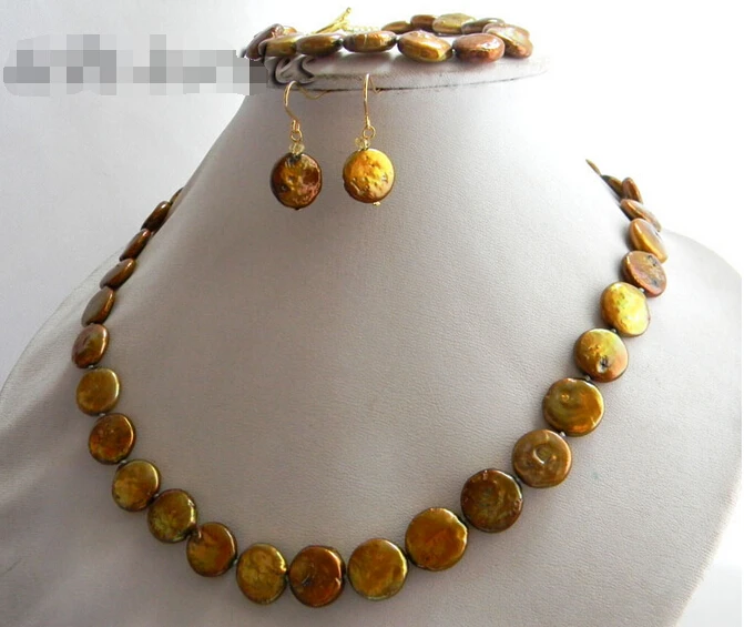 FREE shipping>>18''/8'' 12mm Coffee Coin Freshwater Pearl Crystal Necklace Bracelet Earring Set
FREE shipping>>18''/8'' 12mm Coffee Coin Freshwater Pearl Crystal Necklace Bracelet Earring Set