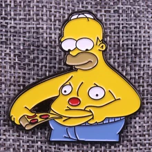 Simpson comer pizza pinos crachá broche bonito dos desenhos animados anime criativo presente engraçado gordo barriga cultura pop acessório(China)
