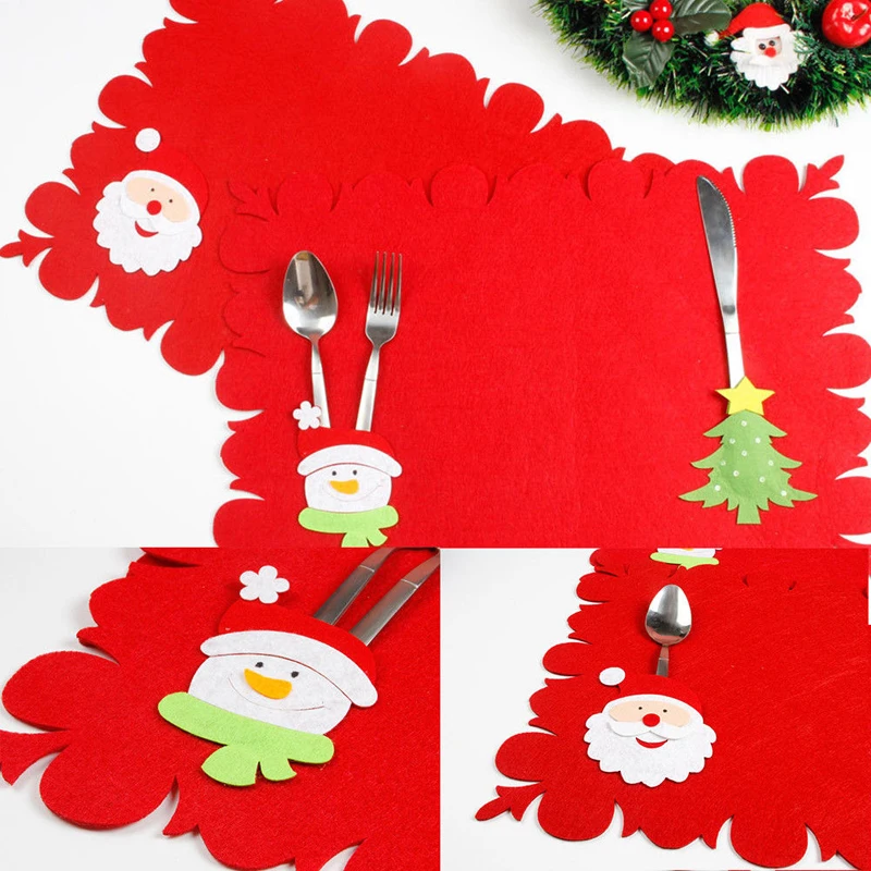 2018 New Christmas New Year Exquisite Table Placemat Pad Non-woven Fabric Table Mat 3 Styles