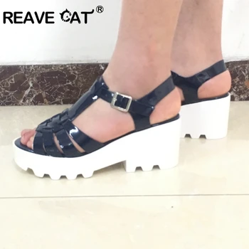 REAVE CAT Women's sandals Cow leather High quality Buckle Patent leather T-strap Platform Abnormal heels Summer Wholesale A2059
REAVE CAT Women's sandals Cow leather High quality Buckle Patent leather T-strap Platform Abnormal heels Summer Wholesale A2059