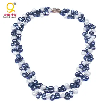 Beautiful double pearl choker necklace with magnetic clasp handmade knotted black and white baroque pearl jewelry
Beautiful double pearl choker necklace with magnetic clasp handmade knotted black and white baroque pearl jewelry