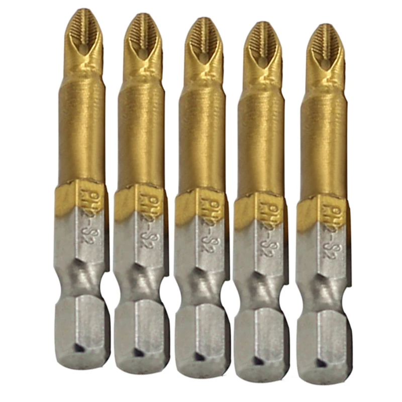 5pcs 1/4" Hex Shank Titanium Coated PH2 50mm Anti Slip Bits Electric Screwdriver Bits For Home Tools
5pcs 1/4" Hex Shank Titanium Coated PH2 50mm Anti Slip Bits Electric Screwdriver Bits For Home Tools