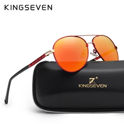 KINGSEVEN бренд дизайн Пилот солнцезащитные очки es для мужчин и женщин поляризованные зеркальные полые рамки УФ-стекло очки для вождения рыбалк...