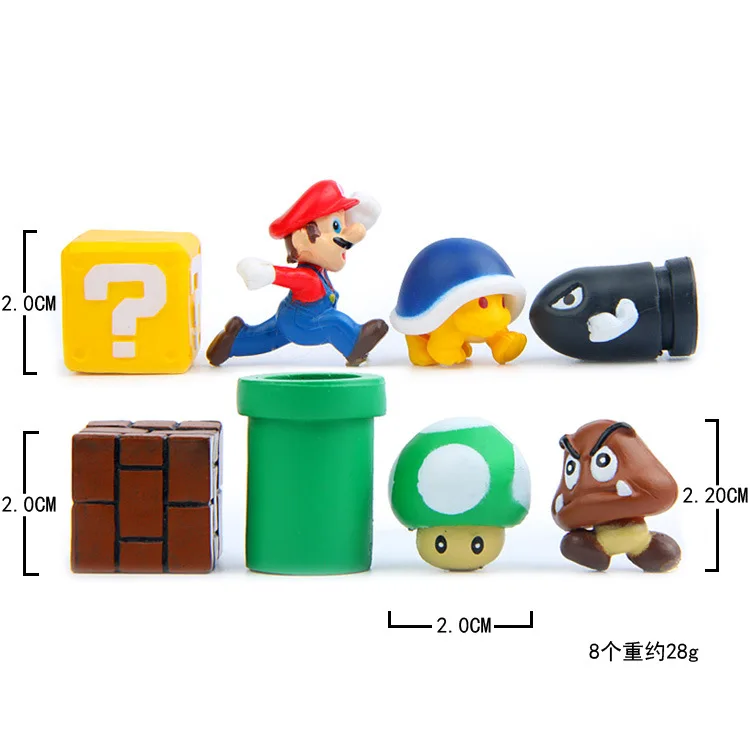 8pcs/lot DIY Super Mario Bros Action Figure Toys Mario Bullet Mushroom Tortoise Wall Well PVC Figure Model Toys Home Decoration
8pcs/lot DIY Super Mario Bros Action Figure Toys Mario Bullet Mushroom Tortoise Wall Well PVC Figure Model Toys Home Decoration