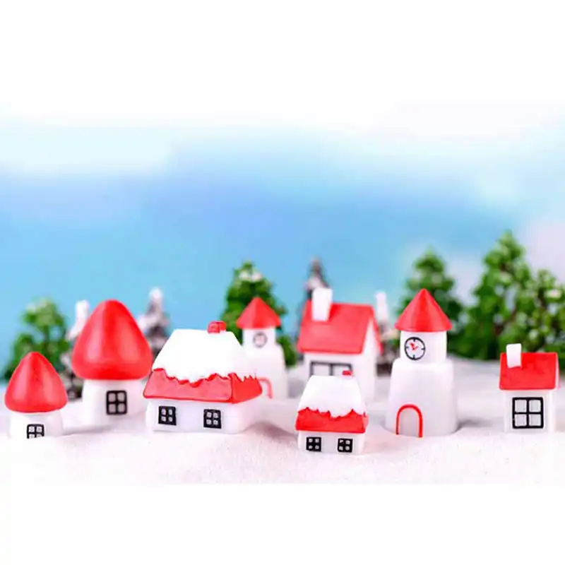 2pcs Set Miniature House Fairy Garden Figurines Doll House Decor