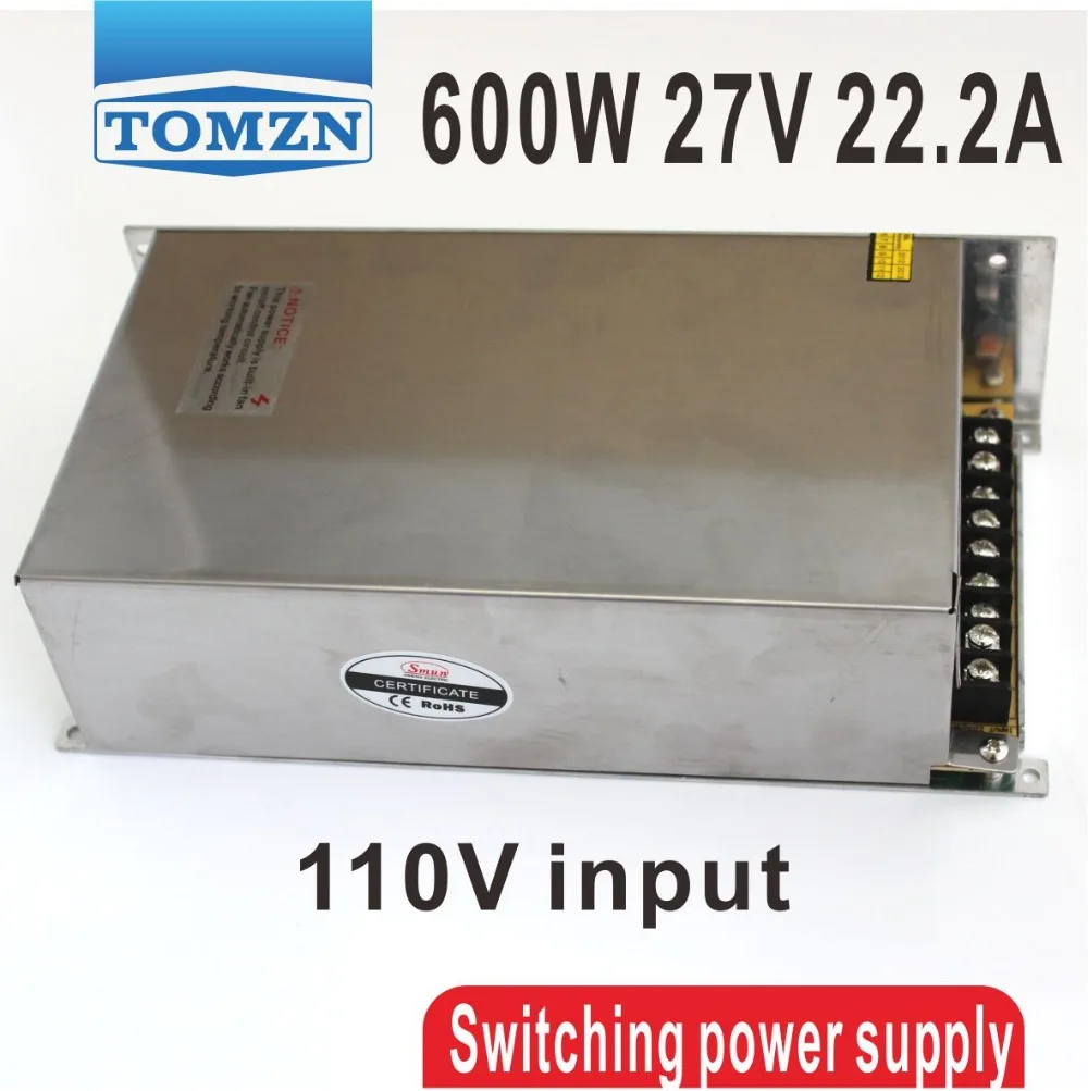 600W 27V 22.2A 110V input Single Output Switching power supply for LED Strip light AC to DC
600W 27V 22.2A 110V input Single Output Switching power supply for LED Strip light AC to DC