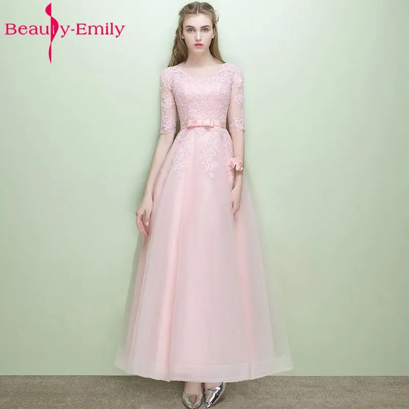 Женское вечернее платье с круглым вырезом розовое ТРАПЕЦИЕВИДНОЕ ПЛАТЬЕ С