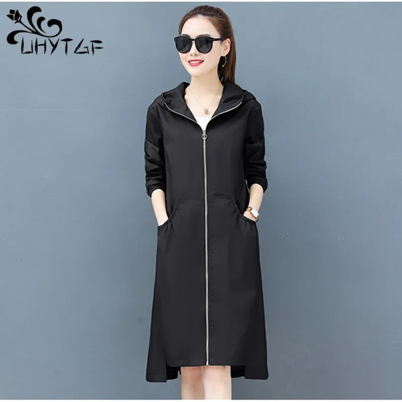 UHYTGF Spring Korean Women Clothing Hooded Windbreaker Jacket Female Elegant Loose Fashion Medium long section Plus size coat 98
UHYTGF Spring Korean Women Clothing Hooded Windbreaker Jacket Female Elegant Loose Fashion Medium long section Plus size coat 98