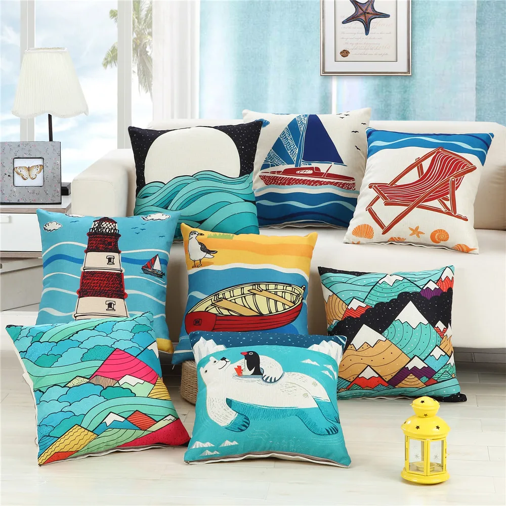 45x45cm Mediterranean Style Pillowcase Home Sea World Printed Cushion Cover Linen Sofa Decorative Throw Pillow Covers
45x45cm Mediterranean Style Pillowcase Home Sea World Printed Cushion Cover Linen Sofa Decorative Throw Pillow Covers