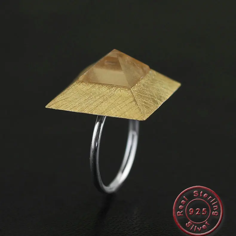 Amxiu Vivid Gold Pyramid Shape Open Ring Handmade 925 Sterling Silver Jewelry Natural Crystal Rings For Men Women Business Gift
Amxiu Vivid Gold Pyramid Shape Open Ring Handmade 925 Sterling Silver Jewelry Natural Crystal Rings For Men Women Business Gift