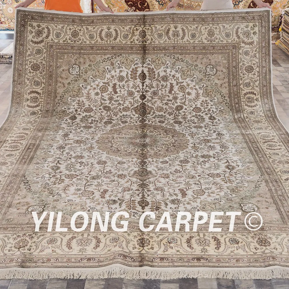 Yilong 9'x12' Persian silk rug large hand knotted silk antique Turkish carpet (ZW011M9x12)
Yilong 9'x12' Persian silk rug large hand knotted silk antique Turkish carpet (ZW011M9x12)