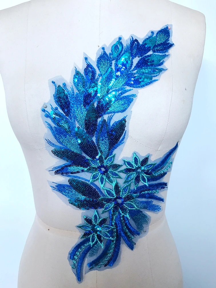 sew on deep blue lace applique trim Water - soluble embroidery lace patches 37*17cm
sew on deep blue lace applique trim Water - soluble embroidery lace patches 37*17cm