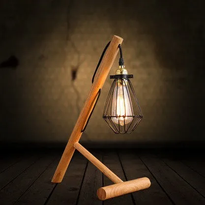 Фото Table Lamps 60W Vintage Wood Lamp In Industrial Loft Edison Beside Desk Light Luminaria Abajur Lamparas De Mesa | Лампы и освещение