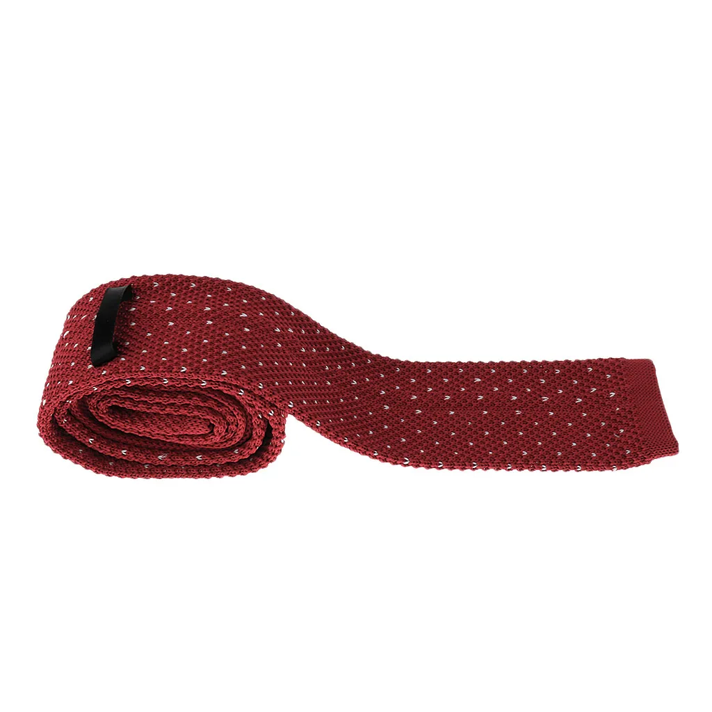 Pack of 2 Pieces Retro Men Wool Knitted Flat Woven Tie Red Blue Wedding Party Necktie