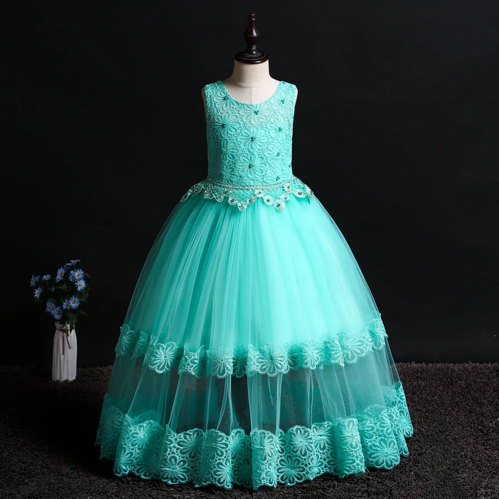 2019 European and American Girls Dress Sleeveless Lace School Performance Host Dress Wedding Dress Mopping Skirt Girls Dress
2019 European and American Girls Dress Sleeveless Lace School Performance Host Dress Wedding Dress Mopping Skirt Girls Dress