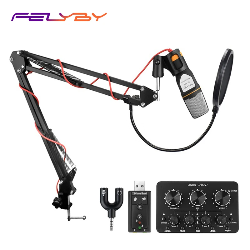 FELYBY Professional Condenser Microphone Sound Podcast Studio Microfone for PC and phone Laptop Office meeting Speech Karaoke
FELYBY Professional Condenser Microphone Sound Podcast Studio Microfone for PC and phone Laptop Office meeting Speech Karaoke