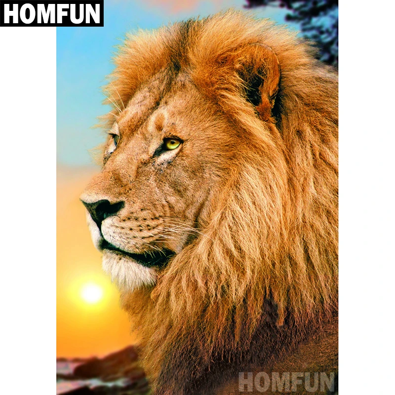 Алмазная живопись HOMFUN Лев алмазная 5D Вышивка сделай сам полный набор стразы