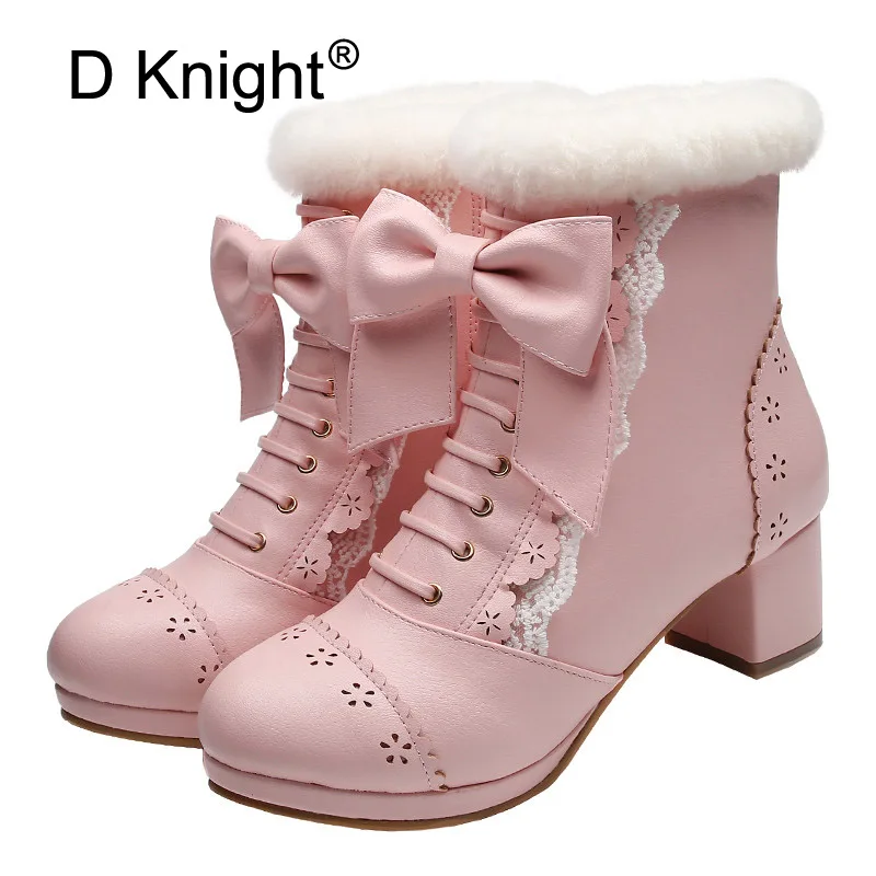 Sweet Japanese Beauty Women Ankle Boots Winter New Lace Bow Snow Boots For Women Side Zip Platform Thick High Heels Lolita Shoes
Sweet Japanese Beauty Women Ankle Boots Winter New Lace Bow Snow Boots For Women Side Zip Platform Thick High Heels Lolita Shoes
