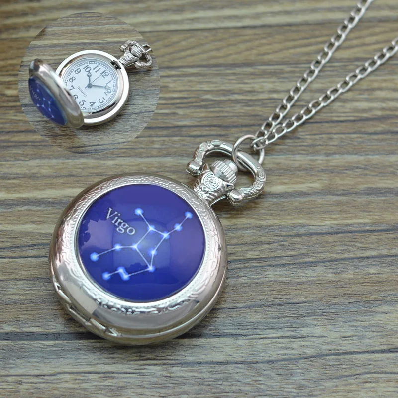 2018 Silver 12 Zodiac Signs Necklace pocket watch For Women Men Birthday Christmas Gift 12 Constellations Fob watches
2018 Silver 12 Zodiac Signs Necklace pocket watch For Women Men Birthday Christmas Gift 12 Constellations Fob watches